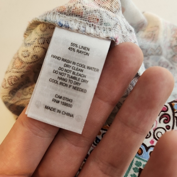 Rachel Zoe Mandala Wide Leg High Rise Pants Linen Womens Size Large Boho Beach - Picture 8 of 12